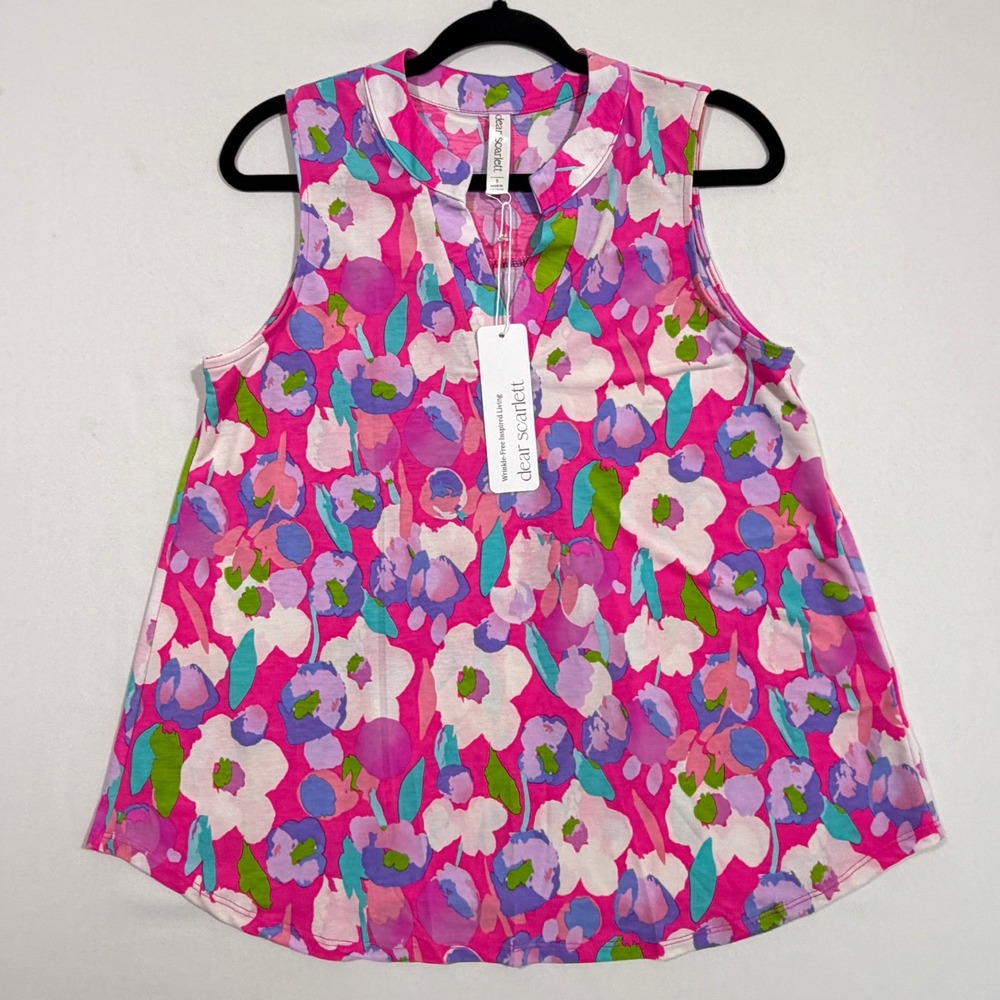 Dear Scarlett Womens Tank Top Size S Pink Floral NWT Retro Artsy Boho